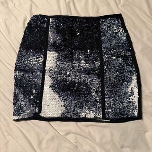 Sachin & Babi Sequin Mini Skirt Black Silver White Womens size 2